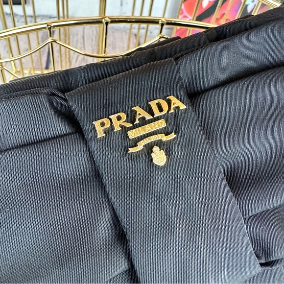 PRADA black satin Clutch wristlet bag with dust bag - Picture 4 of 12